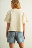 PAISLEY SHORT SLEEVE LINEN BLEND TOP