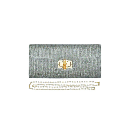 CHILEAN STRAW CLUTCH WITH BAMBOO CLOSURE