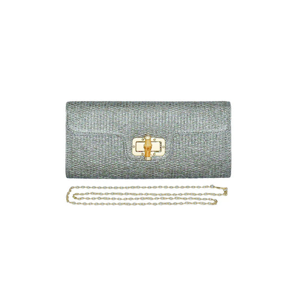 CHILEAN STRAW CLUTCH WITH BAMBOO CLOSURE
