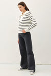 ELENA HALF ZIP STRIPED SWEATER