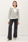 ELENA HALF ZIP STRIPED SWEATER