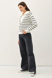 ELENA HALF ZIP STRIPED SWEATER