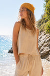 REINA LINEN STITCH TANK