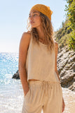 REINA LINEN STITCH TANK