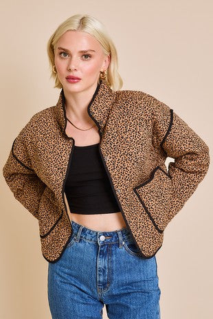 HARLOW QUILTED CHEETAH PRINT JACKET