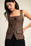 LILLA VEGAN LEATHER VEST TOP