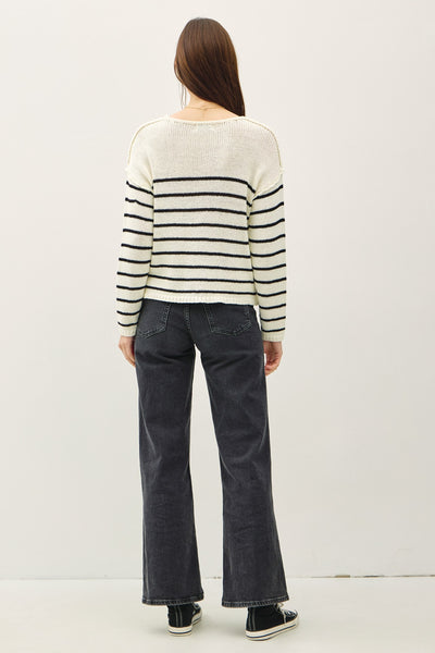 ELENA HALF ZIP STRIPED SWEATER