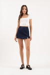 DEMI HIGH WAIST DENIM MINI SKORT