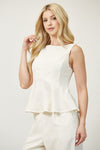 MAUDE LINEN BLEND PEPLUM TOP