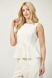 MAUDE LINEN BLEND PEPLUM TOP