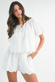 PUGLIA EYELET PUFF SLEEVE TOP