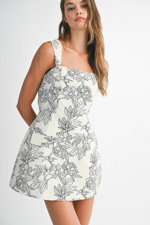 MARINA FLORAL JACQUARD MINI DRESS