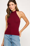 AMANDA RIBBED HALTER TOP