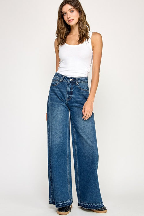 HUNTER RAW HEM WIDE LEG DENIM