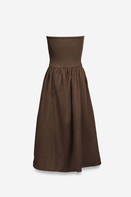 JAX MIXED MATERIAL TUBE TOP DRESS