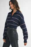 CODY COLLARED STRIPED KNIT SWEATER