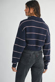 CODY COLLARED STRIPED KNIT SWEATER