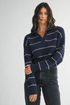 CODY COLLARED STRIPED KNIT SWEATER