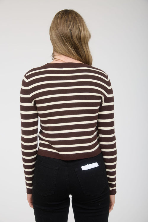 NASH STRIPED GOLD BUTTON CARDI