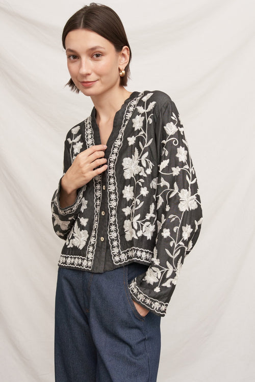 MARLENE EMBROIDERY DETAIL BLOUSE