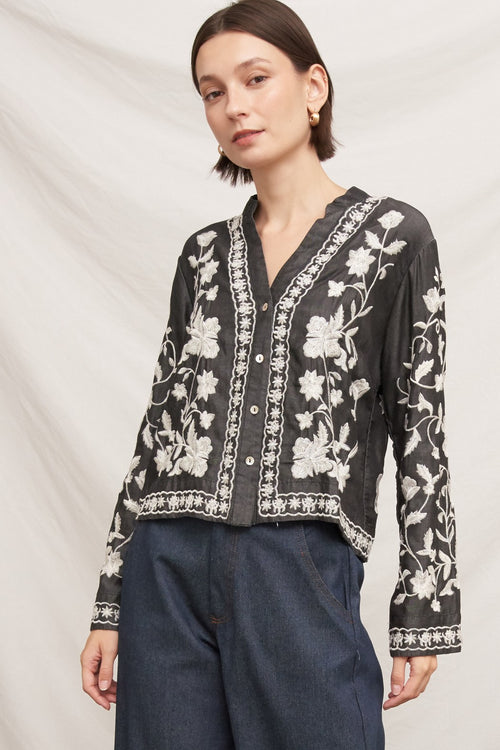 MARLENE EMBROIDERY DETAIL BLOUSE