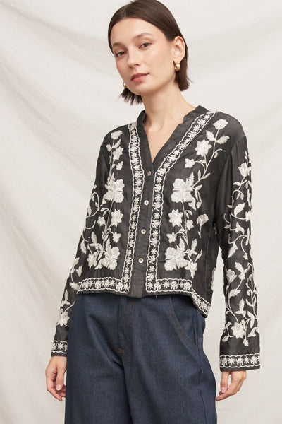 MARLENE EMBROIDERY DETAIL BLOUSE