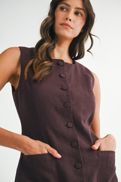 FRANKIE SQUARE NECK LINEN DRESS