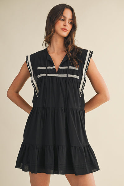 HENRY CONTRAST EMBROIDERED. DRESS