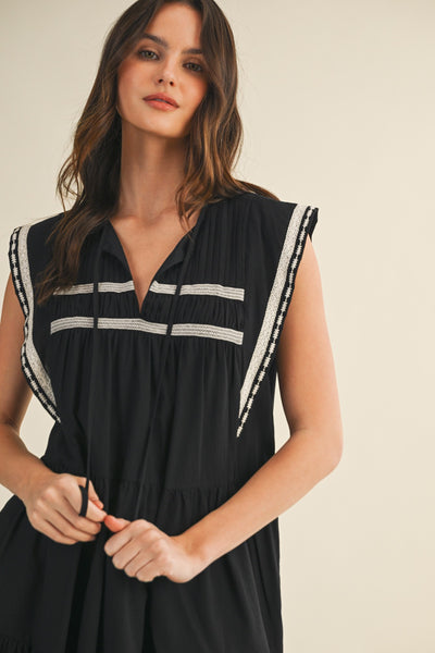 HENRY CONTRAST EMBROIDERED. DRESS