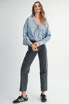 ALANA STRIPE CROSS FRONT SHIRT