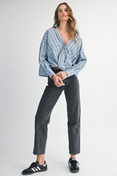 ALANA STRIPE CROSS FRONT SHIRT