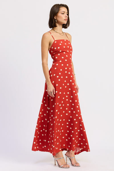 ALYX POLKA DOT OPEN BACK MIDI DRESS