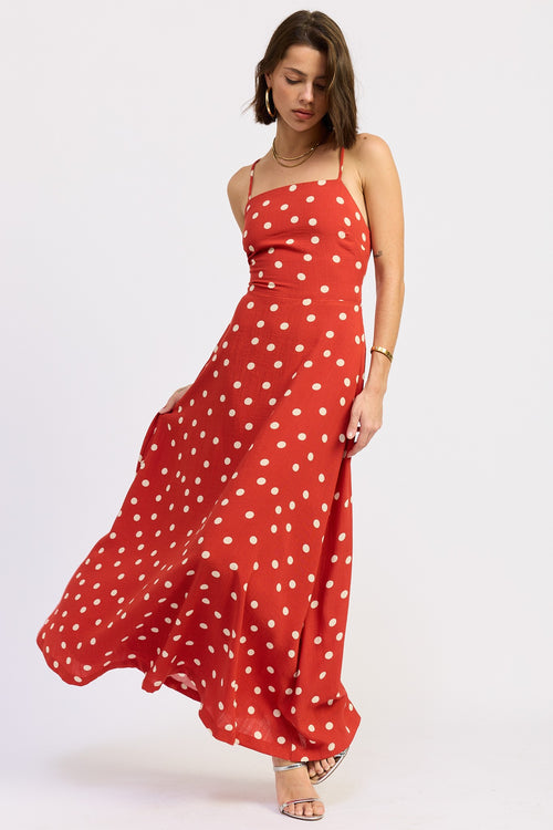 ALYX POLKA DOT OPEN BACK MIDI DRESS