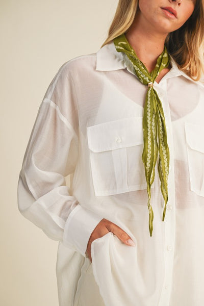 GRACE SHEER BUTTON DOWN SHIRT