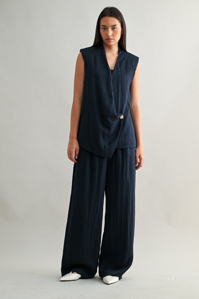 HARLOW DRAPED SLEEVELESS TOP AND WIDE LEG PANTS