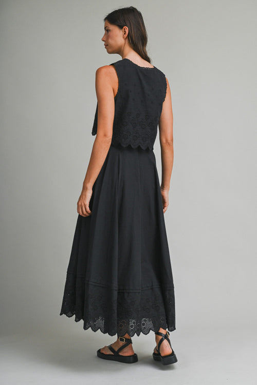 MARINA SCALLOPED EDGE MIDI SKIRT