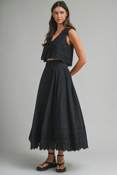 MARINA SCALLOPED EDGE MIDI SKIRT