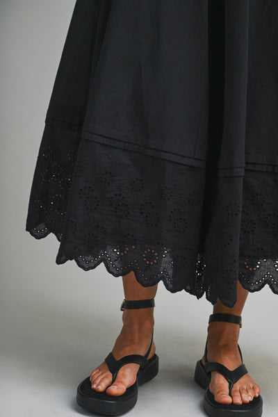 MARINA SCALLOPED EDGE MIDI SKIRT