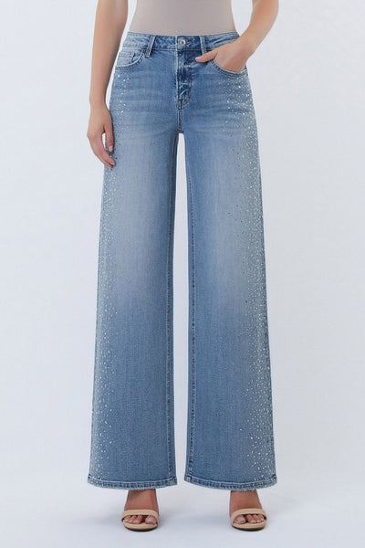 OLIVIA EMBELLISHED WIDE LEG JEAN