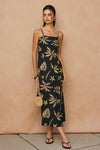 TAHITI TROPICAL PRINT MIDI DRESS