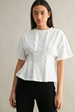 HAZEL PLEATED ROUND NECK TOP