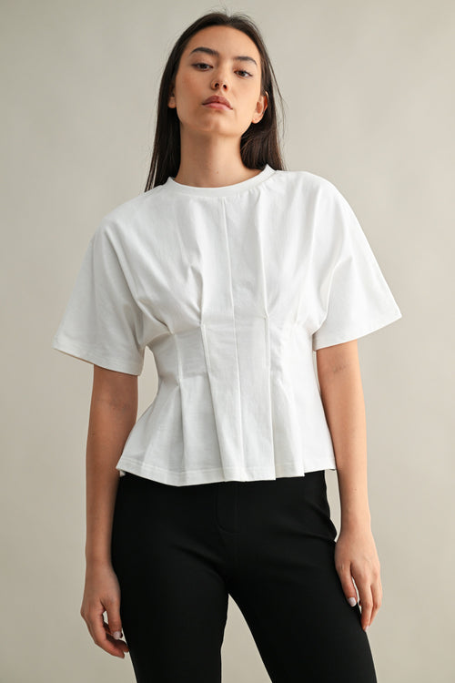 HAZEL PLEATED ROUND NECK TOP
