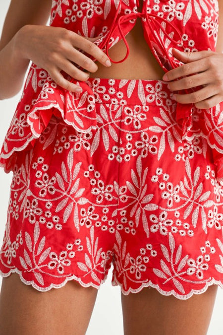 KARINA COTTON EMBROIDERED HALTER TOP