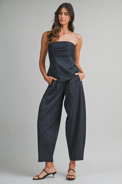ARIEL PIN STRIPE BARREL PANTS