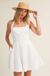 WILLOW STRETCH LINEN HALTER MINI DRESS