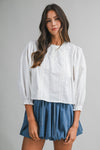 NILE PINTUCK AND LACE DETAIL BLOUSE