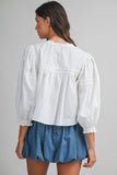 NILE PINTUCK AND LACE DETAIL BLOUSE