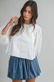 NILE PINTUCK AND LACE DETAIL BLOUSE