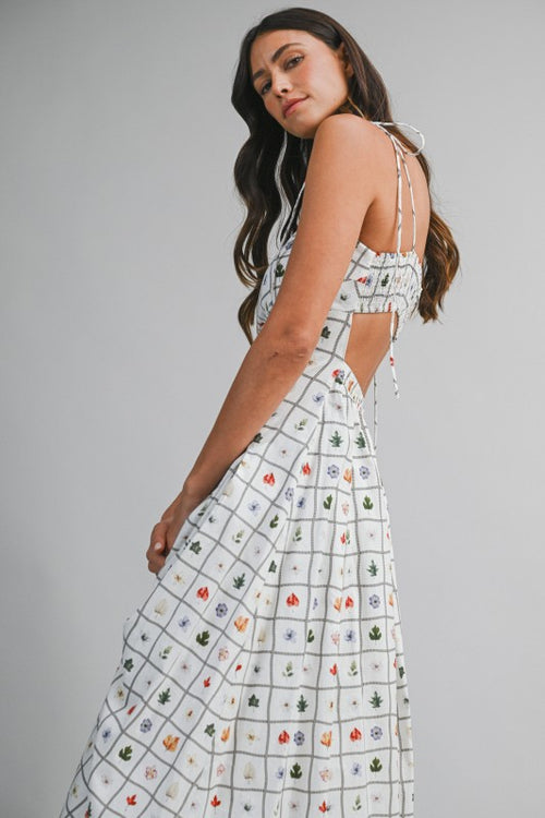 MAKARA SHOULDER TIE MIDI DRESS