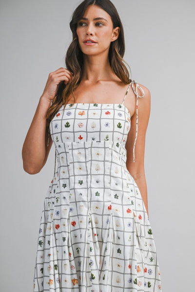 MAKARA SHOULDER TIE MIDI DRESS